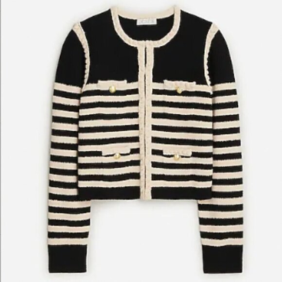 J.Crew Odette Sweater Lady Jacket in Striped Bouclé - Size Large - Picture 3 of 5